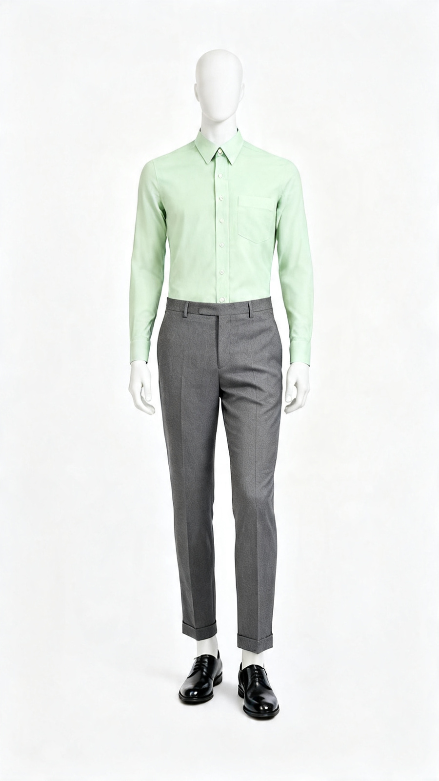 Light Green Solid Long Sleeve Formal Shirt